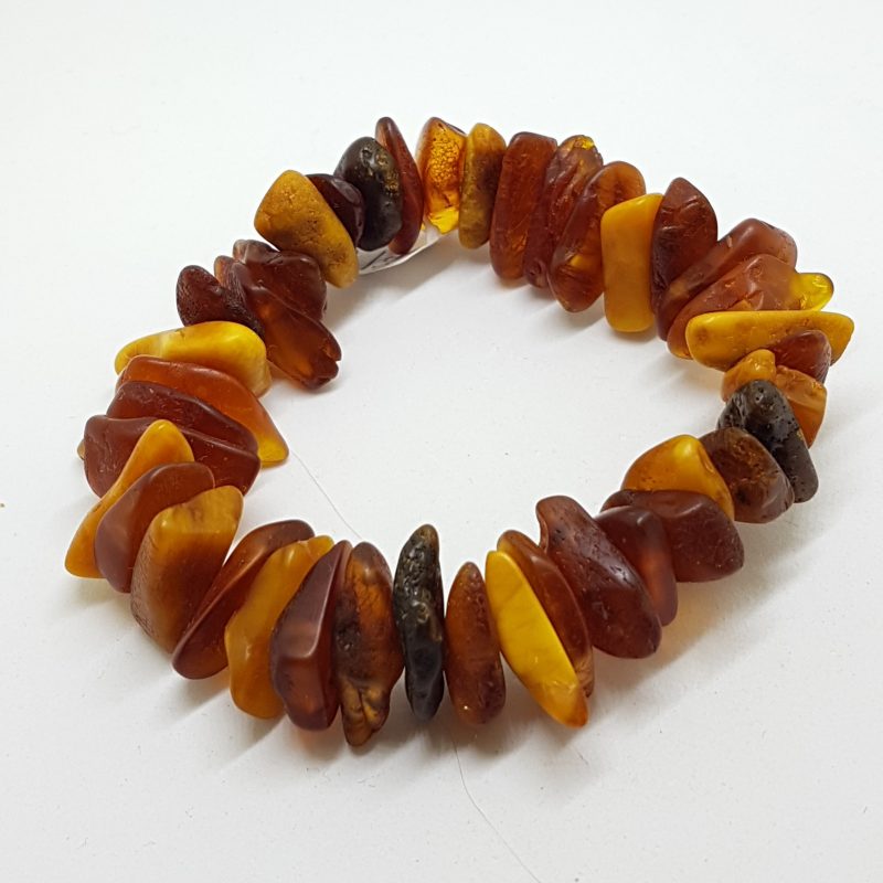 Natural Multi-Coloured Amber Chunky Rough Bead Bracelet