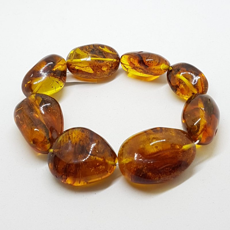 20200508_192406 Natural Amber Heavy Chunky Oval Bead Bracelet