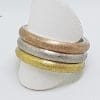Sterling Silver Gold Plated Three Tone Heavy Wide Band Ring