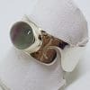 Sterling Silver Oval Fluorite Wide Wave Pattern Band Ring