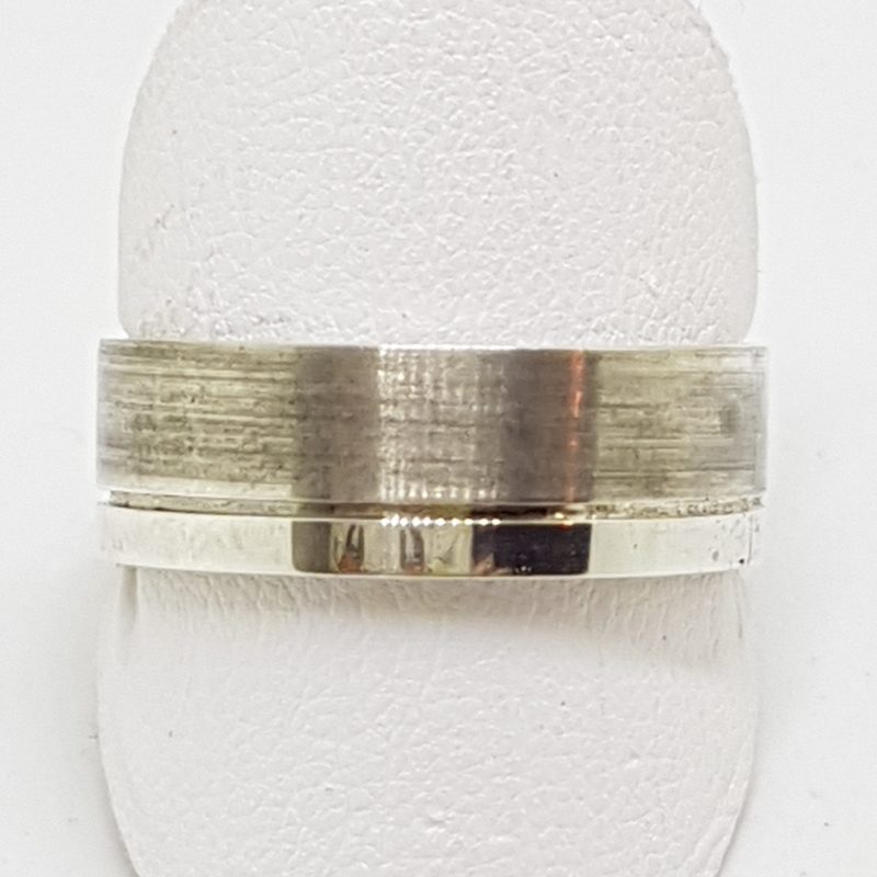 Sterling Silver Plain and Matt Pattern Band Ring