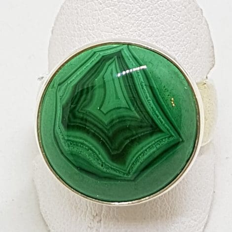 Sterling Silver Large Round Malachite Ring