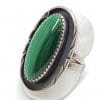 Sterling Silver Large Oval Malachite Ornate Ring