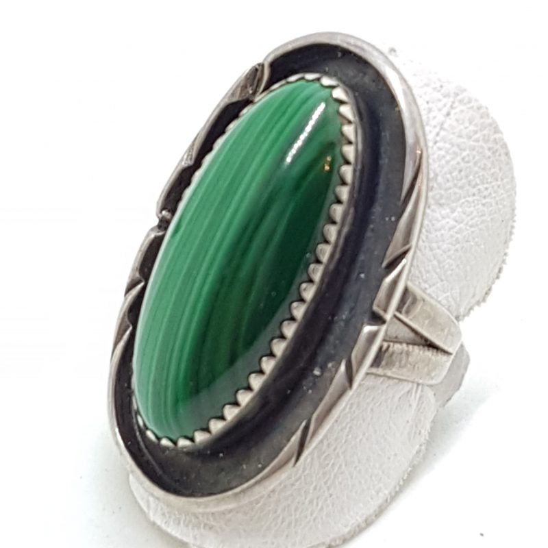 20200510_021546 Sterling Silver Large Oval Malachite Ornate Ring
