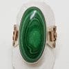 Sterling Silver Large Oval Malachite with Copper Sides Ring