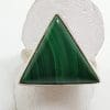 Sterling Silver Large Triangular Malachite Bezel Set Ring