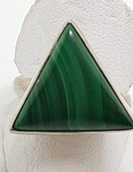 Sterling Silver Large Triangular Malachite Bezel Set Ring
