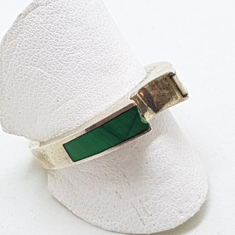 Sterling Silver Malachite & White Ring