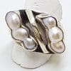 Sterling Silver Heavy Blister Pearl Bulky Ring