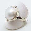 Sterling Silver Mabe Pearl with Onyx Ring