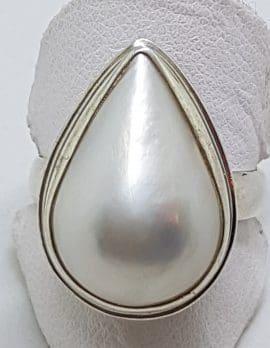 Sterling Silver Teardrop Shape Mabe Pearl Ring