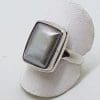 Sterling Silver Grey/Silver Pearl Rectangular Ring