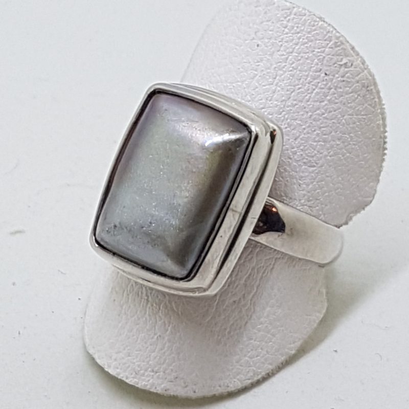 20200510_182956 Sterling Silver Grey/Silver Pearl Rectangular Ring