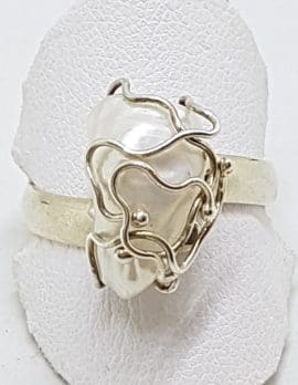 Sterling Silver Pearl in Cage Ring