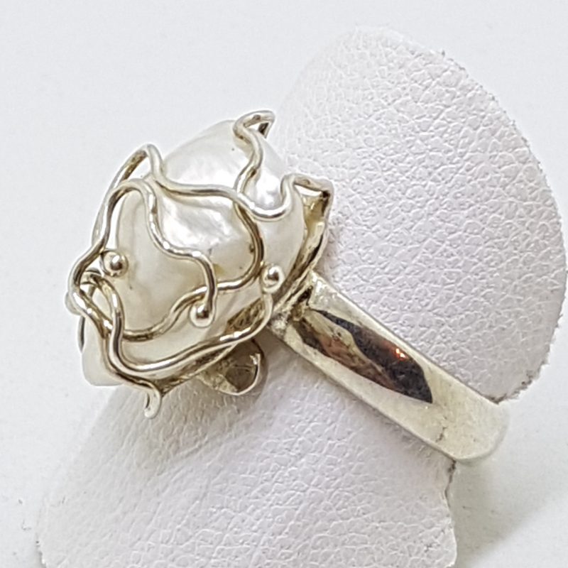 20200510_183139 Sterling Silver Pearl in Cage Ring