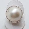 Sterling Silver Mabe Pearl Ornate Side Ring