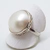 Sterling Silver Mabe Pearl Ornate Side Ring
