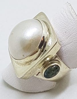 Sterling Silver Large Mabe Pearl & Iolite Square Ring