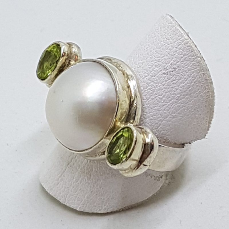 20200510_183421 Sterling Silver Large Mabe Pearl & Peridot Ring