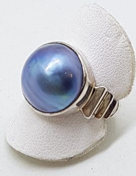 Sterling Silver Blue/Black Mabe Pearl Ring