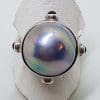 Sterling Silver Blue/Grey Mabe Pearl with Onyx Ring