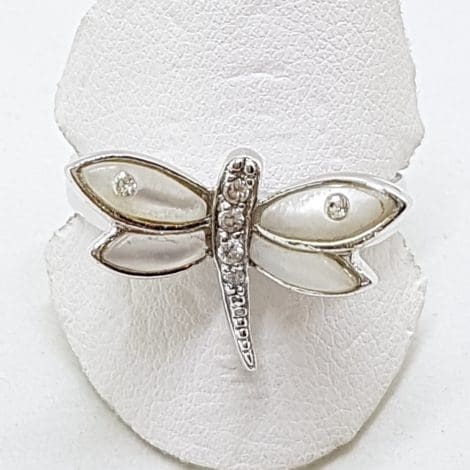 Sterling Silver Mother of Pearl Dragonfly Ring