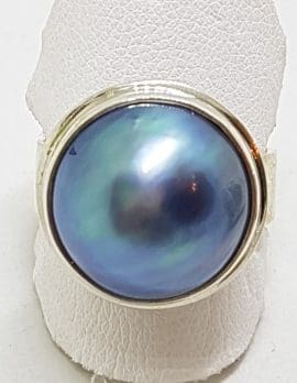 Sterling Silver Blue/Black Mabe Pearl Ring
