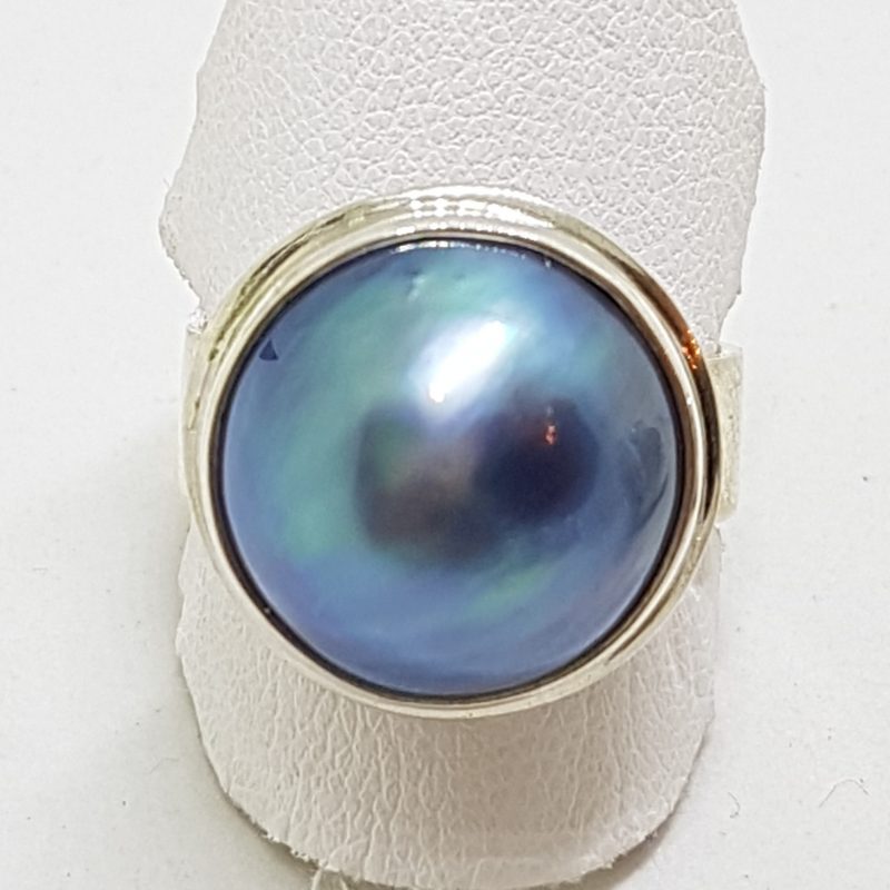 Sterling Silver Blue/Black Mabe Pearl Ring