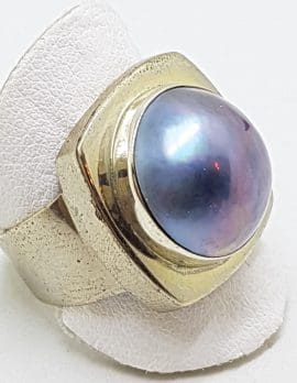 Sterling Silver Blue/Grey Mabe Pearl Square Ring