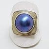Sterling Silver Blue/Black Mabe Pearl Square Ring
