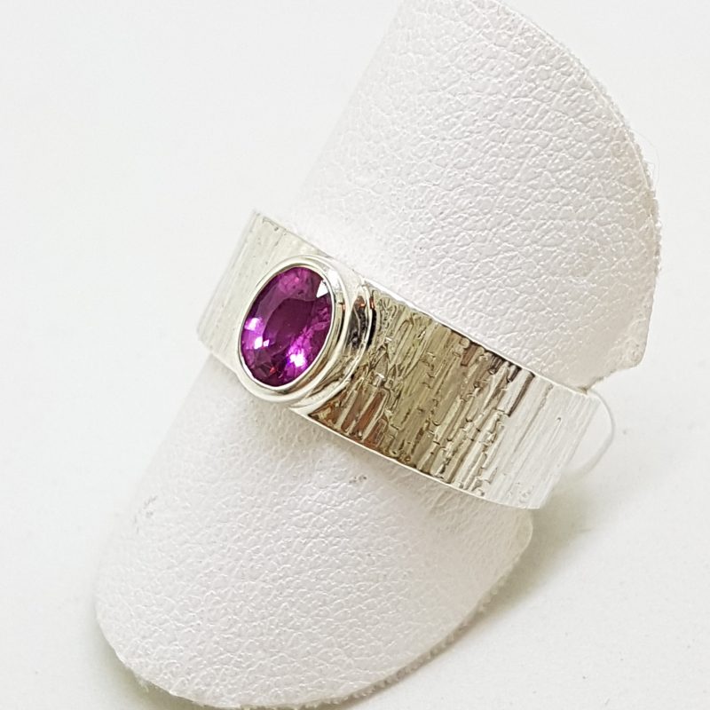 20200510_184854 Sterling Silver Oval Pink Tourmaline Wide Band Ring