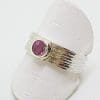 Sterling Silver Pink Tourmaline Wide Band Ring