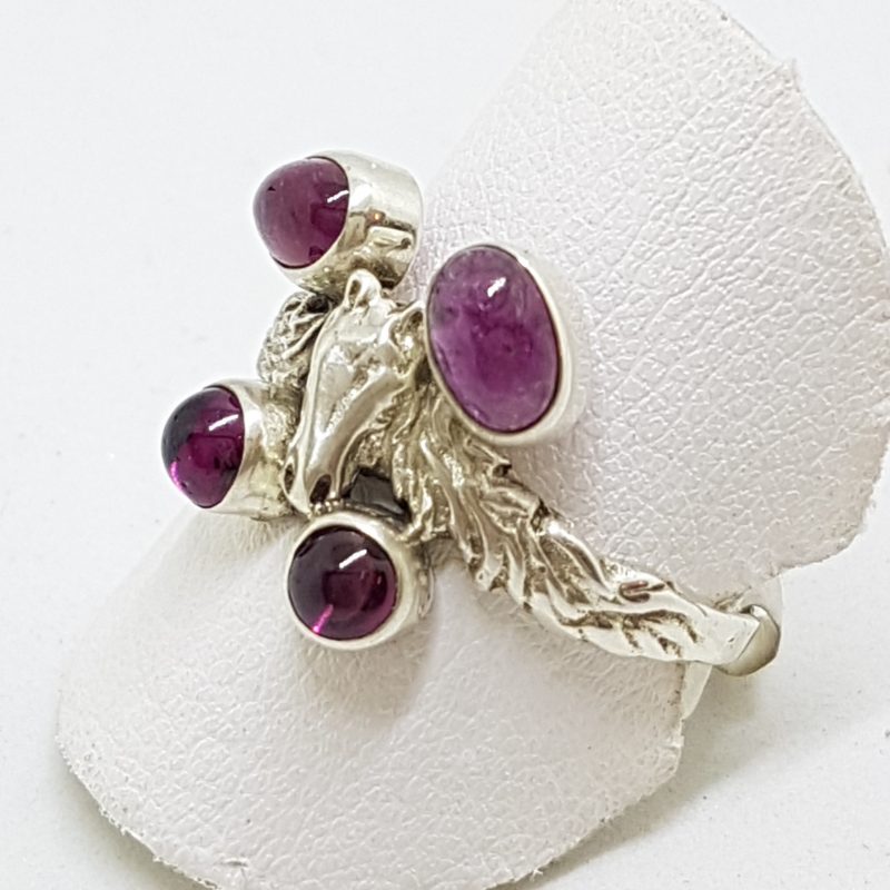 Sterling Silver Pink Tourmaline Horse Head Ring