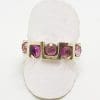 Sterling Silver & 14ct Yellow Gold Pink Tourmaline Eternity Band Ring