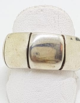 Sterling Silver Heavy Wide Line Patterned Band Ring
