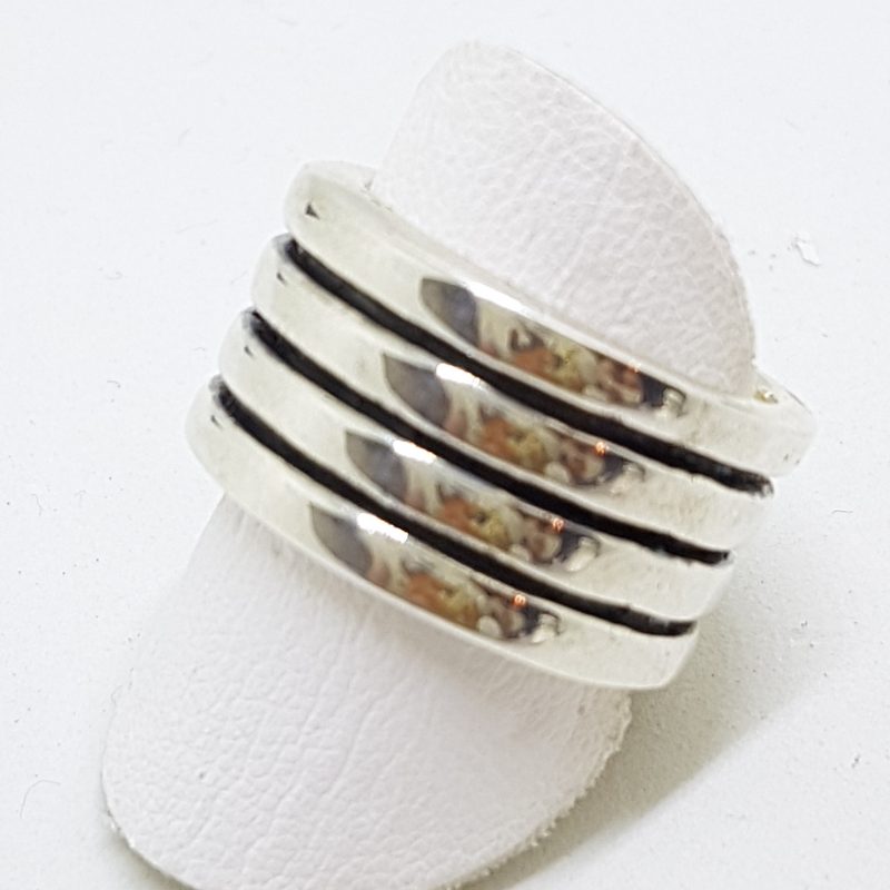 20200510_190107 Sterling Silver Heavy Wide Line Patterned Band Ring