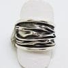 Sterling Silver Wide Crinkle Pattern Band Ring