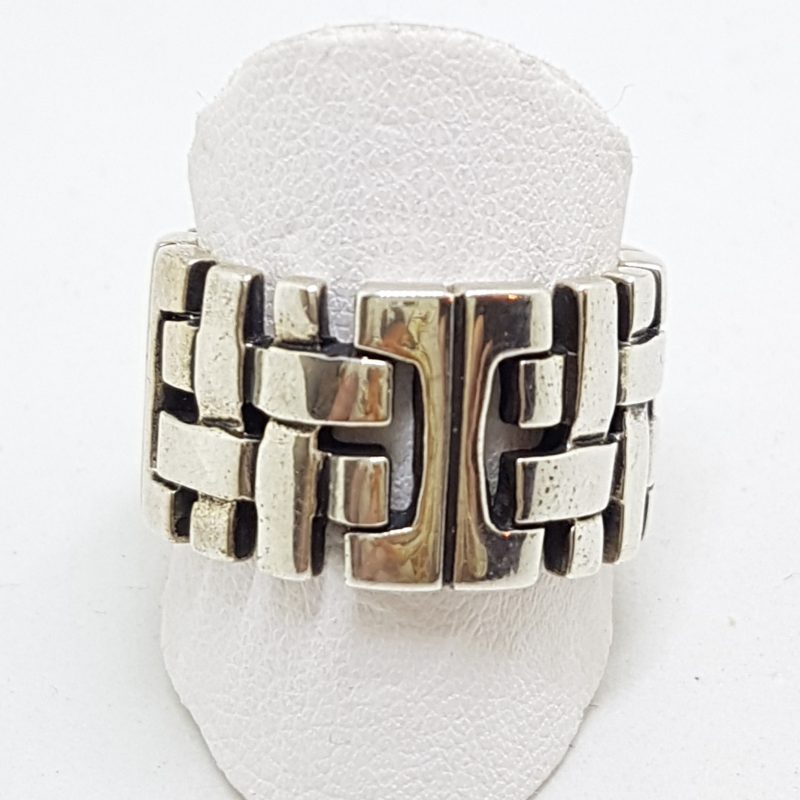 20200510_190153 Sterling Silver Heavy Wide Patterned Band Ring