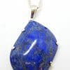 Sterling Silver Large Claw Set Lapis Lazuli with Skull Pendant on Silver Chain
