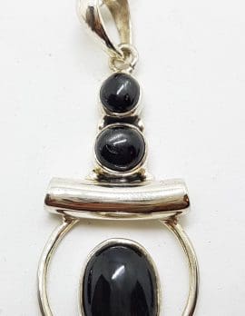 Sterling Silver Black Pendant on Silver Chain