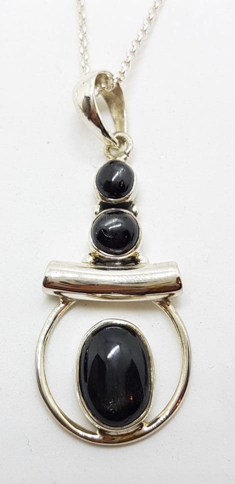 Sterling Silver Black Pendant on Silver Chain