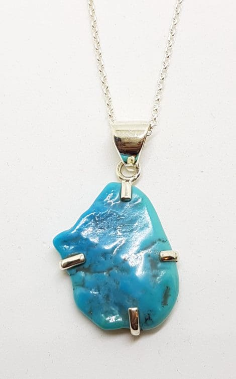 Sterling Silver Turquoise Chunk Pendant on Silver Chain