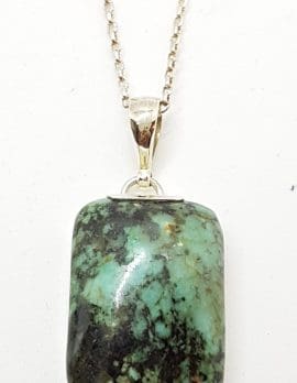 Sterling Silver Rectangular Turquoise Pendant on Silver Chain