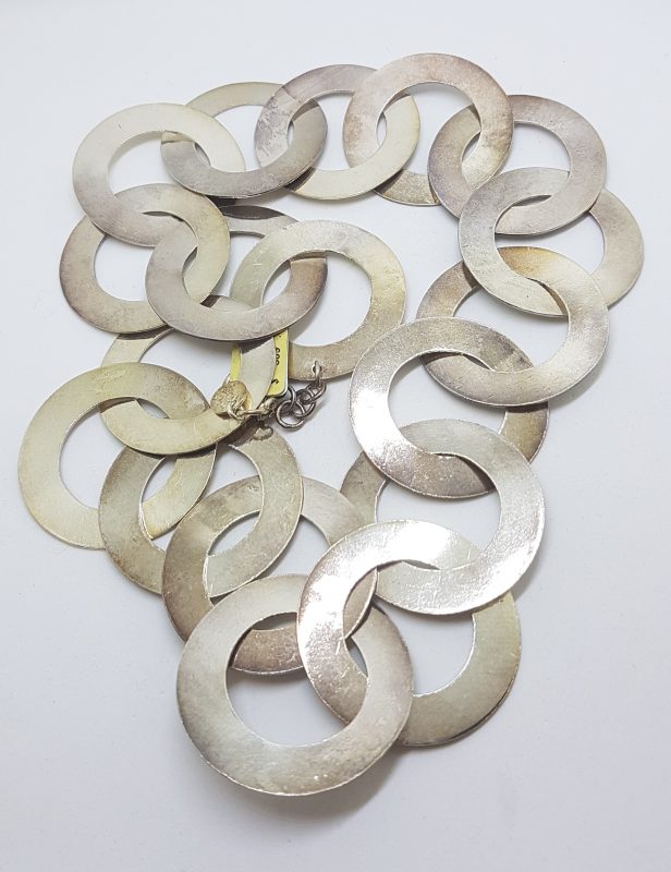 Sterling Silver Very Large Round Circular Links Necklace / Chain