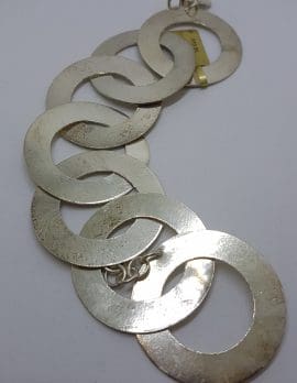 Sterling Silver Very Large Round Circular Links Bracelet