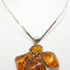 Sterling Silver Very Large Baltic Amber Cluster Pendant on Silver Choker