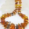 Sterling Silver & Baltic Amber Large Chunky Bead Necklace / Chain