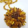 Natural Baltic Amber Large and Long Flower Bead Necklace / Chain