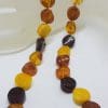 Natural Mulit-Coloured Baltic Amber Button Bead Necklace / Chain