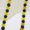 Natural Faceted Baltic Amber & Onyx Bead Necklace / Chain